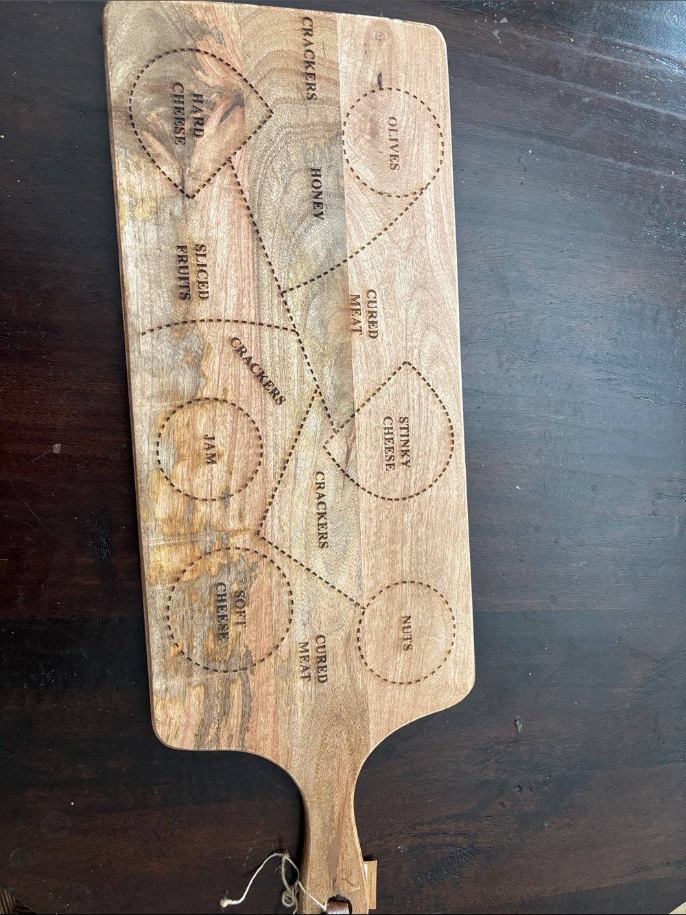 Mud Pie Natural Wood Engraved Charcuterie Paddle - Brown